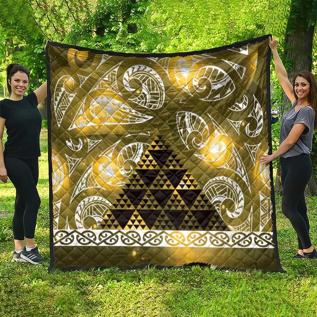 Matariki New Zealand Quilt NZ Niho Taniwha Maori New Year Yellow Galaxy