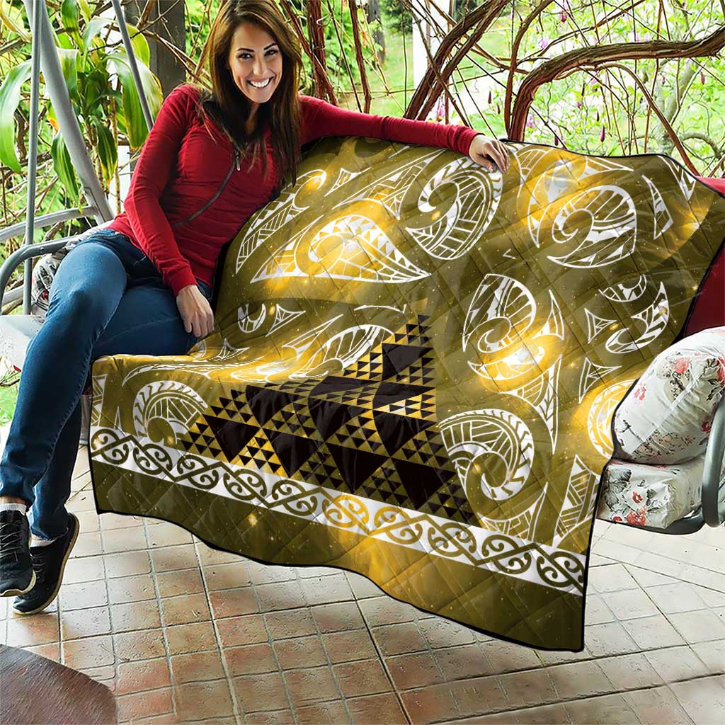 Matariki New Zealand Quilt NZ Niho Taniwha Maori New Year Yellow Galaxy