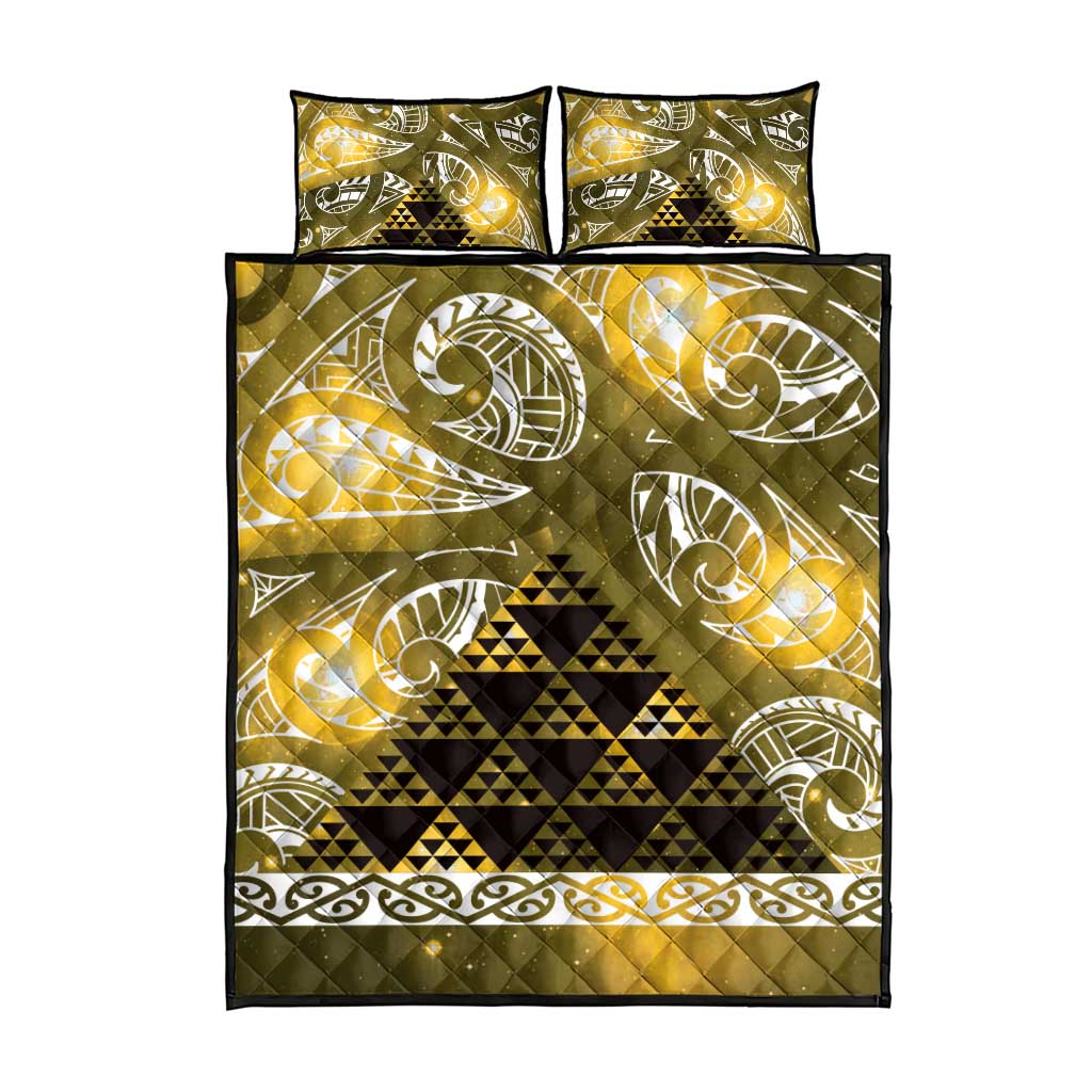 Matariki New Zealand Quilt Bed Set NZ Niho Taniwha Maori New Year Yellow Galaxy