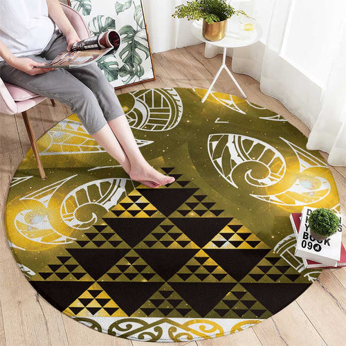 Matariki New Zealand Round Carpet NZ Niho Taniwha Maori New Year Yellow Galaxy