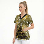 Matariki New Zealand Scrub Top NZ Niho Taniwha Maori New Year Yellow Galaxy