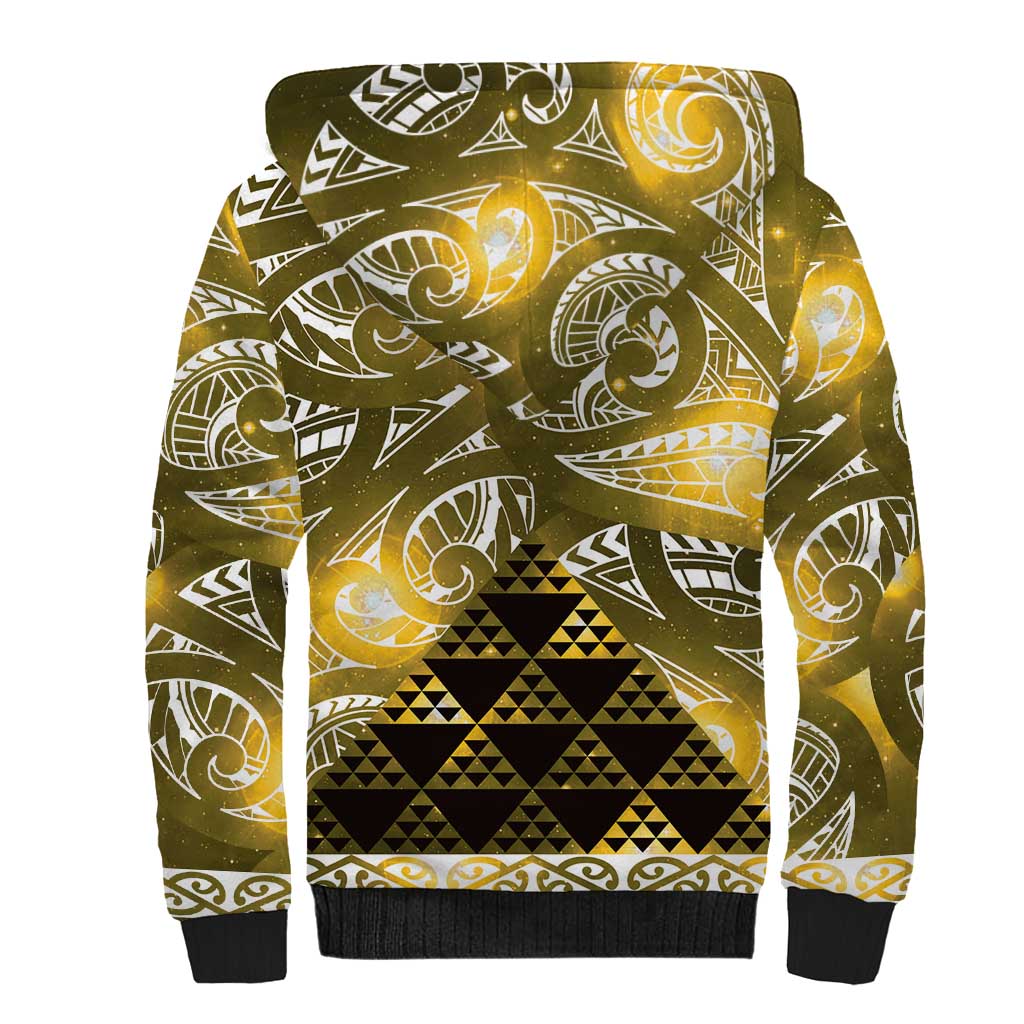 Matariki New Zealand Sherpa Hoodie NZ Niho Taniwha Maori New Year Yellow Galaxy