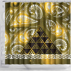 Matariki New Zealand Shower Curtain NZ Niho Taniwha Maori New Year Yellow Galaxy