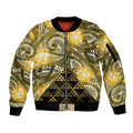Matariki New Zealand Sleeve Zip Bomber Jacket NZ Niho Taniwha Maori New Year Yellow Galaxy