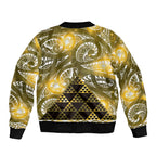 Matariki New Zealand Sleeve Zip Bomber Jacket NZ Niho Taniwha Maori New Year Yellow Galaxy