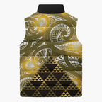 Matariki New Zealand Sleeveless Puffer Jacket NZ Niho Taniwha Maori New Year Yellow Galaxy