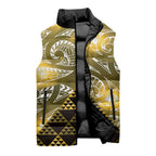 Matariki New Zealand Sleeveless Puffer Jacket NZ Niho Taniwha Maori New Year Yellow Galaxy
