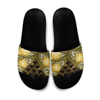 Matariki New Zealand Slide Sandals NZ Niho Taniwha Maori New Year Yellow Galaxy