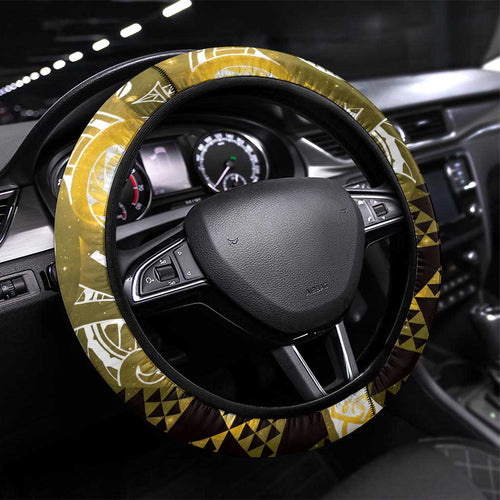 Matariki New Zealand Steering Wheel Cover NZ Niho Taniwha Maori New Year Yellow Galaxy