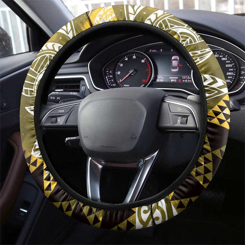 Matariki New Zealand Steering Wheel Cover NZ Niho Taniwha Maori New Year Yellow Galaxy