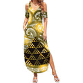 Matariki New Zealand Summer Maxi Dress NZ Niho Taniwha Maori New Year Yellow Galaxy