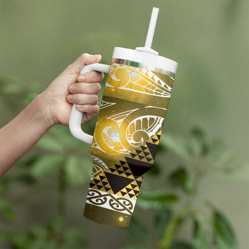 Matariki New Zealand Tumbler With Handle NZ Niho Taniwha Maori New Year Yellow Galaxy