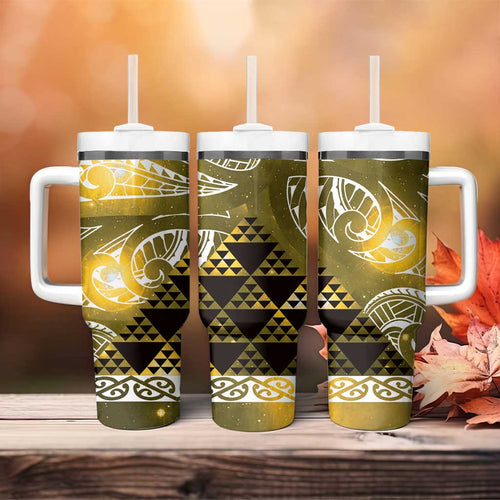 Matariki New Zealand Tumbler With Handle NZ Niho Taniwha Maori New Year Yellow Galaxy