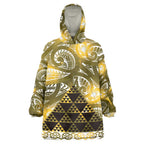 Matariki New Zealand Wearable Blanket Hoodie NZ Niho Taniwha Maori New Year Yellow Galaxy
