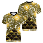 Matariki New Zealand Women V-Neck T-Shirt NZ Niho Taniwha Maori New Year Yellow Galaxy