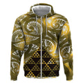 Matariki New Zealand Zip Hoodie NZ Niho Taniwha Maori New Year Yellow Galaxy