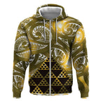 Matariki New Zealand Zip Hoodie NZ Niho Taniwha Maori New Year Yellow Galaxy