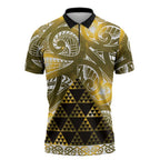 Matariki New Zealand Zipper Polo Shirt NZ Niho Taniwha Maori New Year Yellow Galaxy