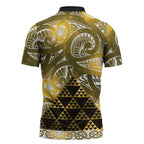 Matariki New Zealand Zipper Polo Shirt NZ Niho Taniwha Maori New Year Yellow Galaxy