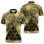 Matariki New Zealand Zipper Polo Shirt NZ Niho Taniwha Maori New Year Yellow Galaxy
