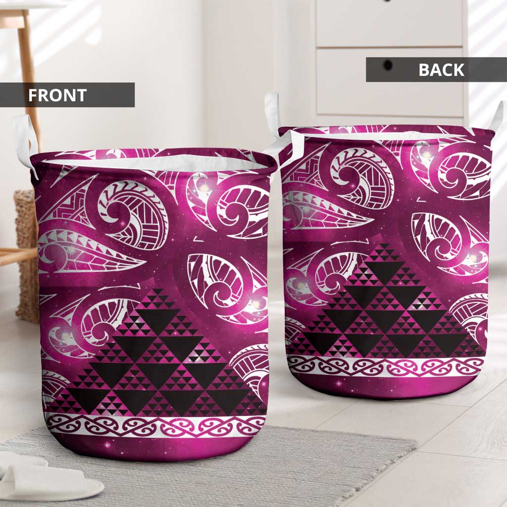 Matariki New Zealand Laundry Basket NZ Niho Taniwha Maori New Year Pink Galaxy