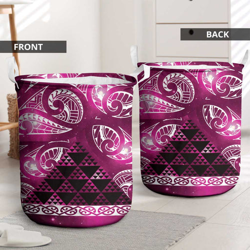 Matariki New Zealand Laundry Basket NZ Niho Taniwha Maori New Year Pink Galaxy