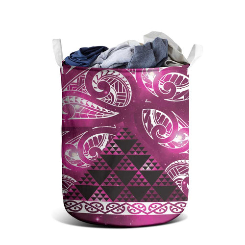 Matariki New Zealand Laundry Basket NZ Niho Taniwha Maori New Year Pink Galaxy