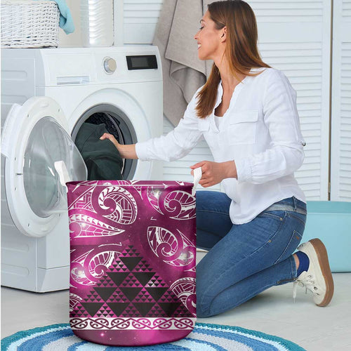 Matariki New Zealand Laundry Basket NZ Niho Taniwha Maori New Year Pink Galaxy