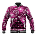 Matariki New Zealand Baseball Jacket NZ Niho Taniwha Maori New Year Pink Galaxy