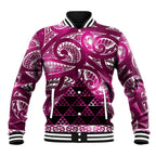 Matariki New Zealand Baseball Jacket NZ Niho Taniwha Maori New Year Pink Galaxy