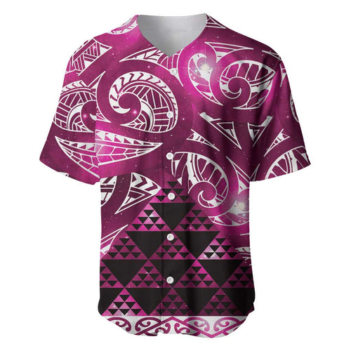 Matariki New Zealand Baseball Jersey NZ Niho Taniwha Maori New Year Pink Galaxy