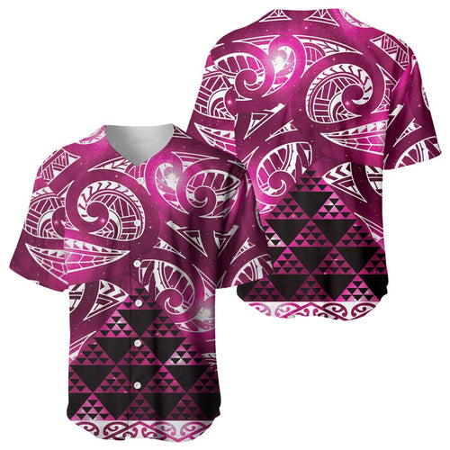 Matariki New Zealand Baseball Jersey NZ Niho Taniwha Maori New Year Pink Galaxy