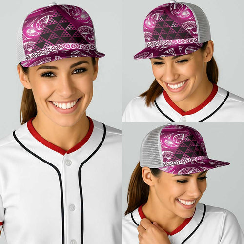 Matariki New Zealand Baseball Net Cap NZ Niho Taniwha Maori New Year Pink Galaxy