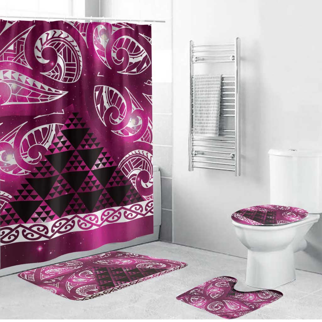 Matariki New Zealand Bathroom Set NZ Niho Taniwha Maori New Year Pink Galaxy