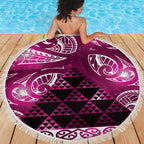 Matariki New Zealand Beach Blanket NZ Niho Taniwha Maori New Year Pink Galaxy