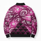 Matariki New Zealand Bomber Puffer Jacket NZ Niho Taniwha Maori New Year Pink Galaxy
