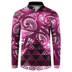 Matariki New Zealand Button Sweatshirt NZ Niho Taniwha Maori New Year Pink Galaxy