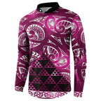 Matariki New Zealand Button Sweatshirt NZ Niho Taniwha Maori New Year Pink Galaxy