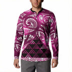 Matariki New Zealand Button Sweatshirt NZ Niho Taniwha Maori New Year Pink Galaxy