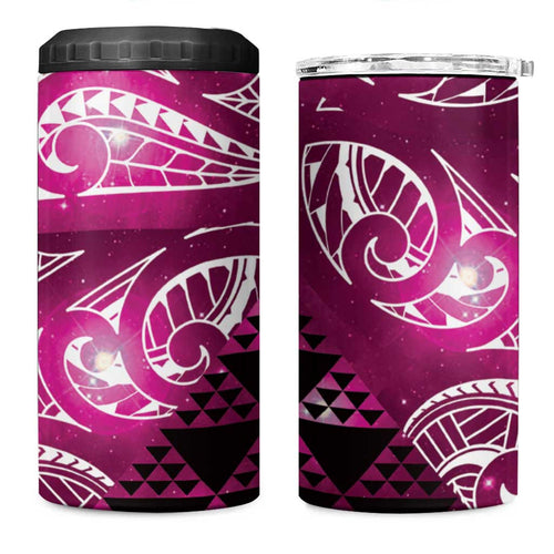 Matariki New Zealand 4 in 1 Can Cooler Tumbler NZ Niho Taniwha Maori New Year Pink Galaxy