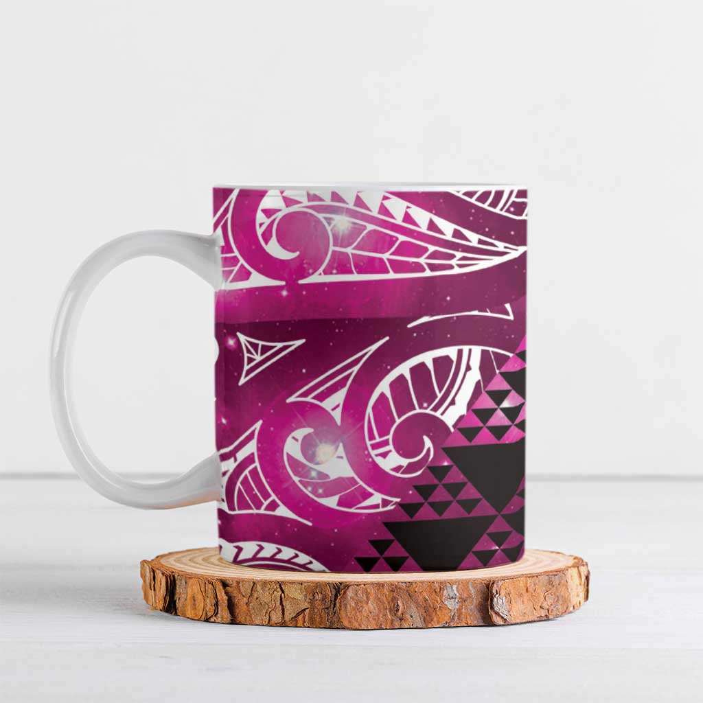 Matariki New Zealand Ceramic Mug NZ Niho Taniwha Maori New Year Pink Galaxy