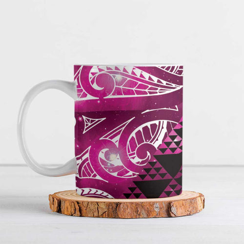 Matariki New Zealand Ceramic Mug NZ Niho Taniwha Maori New Year Pink Galaxy