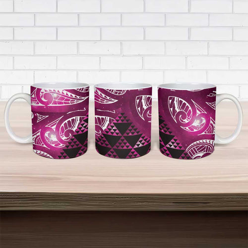 Matariki New Zealand Ceramic Mug NZ Niho Taniwha Maori New Year Pink Galaxy