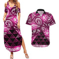 Matariki New Zealand Couples Matching Summer Maxi Dress and Hawaiian Shirt NZ Niho Taniwha Maori New Year Pink Galaxy