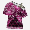 Matariki New Zealand Cross Shoulder Shirt NZ Niho Taniwha Maori New Year Pink Galaxy