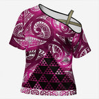 Matariki New Zealand Cross Shoulder Shirt NZ Niho Taniwha Maori New Year Pink Galaxy