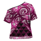 Matariki New Zealand Cross Shoulder Shirt NZ Niho Taniwha Maori New Year Pink Galaxy