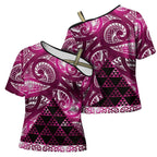 Matariki New Zealand Cross Shoulder Shirt NZ Niho Taniwha Maori New Year Pink Galaxy