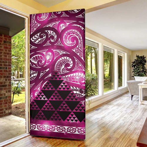 Matariki New Zealand Door Cover NZ Niho Taniwha Maori New Year Pink Galaxy