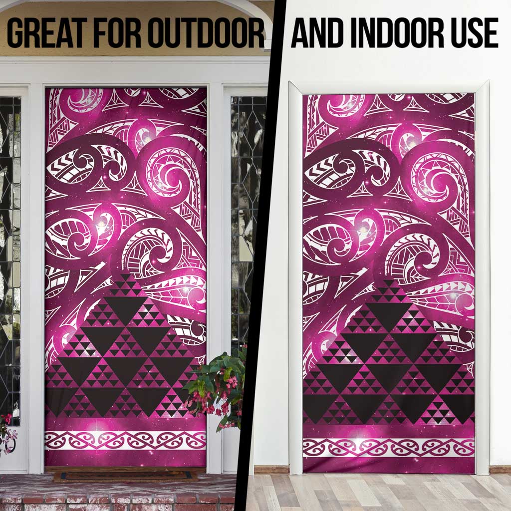 Matariki New Zealand Door Cover NZ Niho Taniwha Maori New Year Pink Galaxy